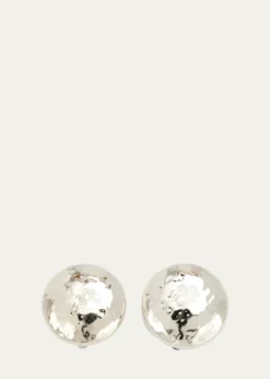 IppolitaHammered Button Stud Clip Earrings in Sterling Silver