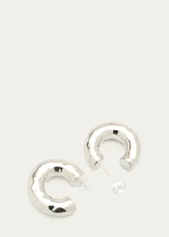 IppolitaHammered Medium Hoop Earrings in Sterling Silver