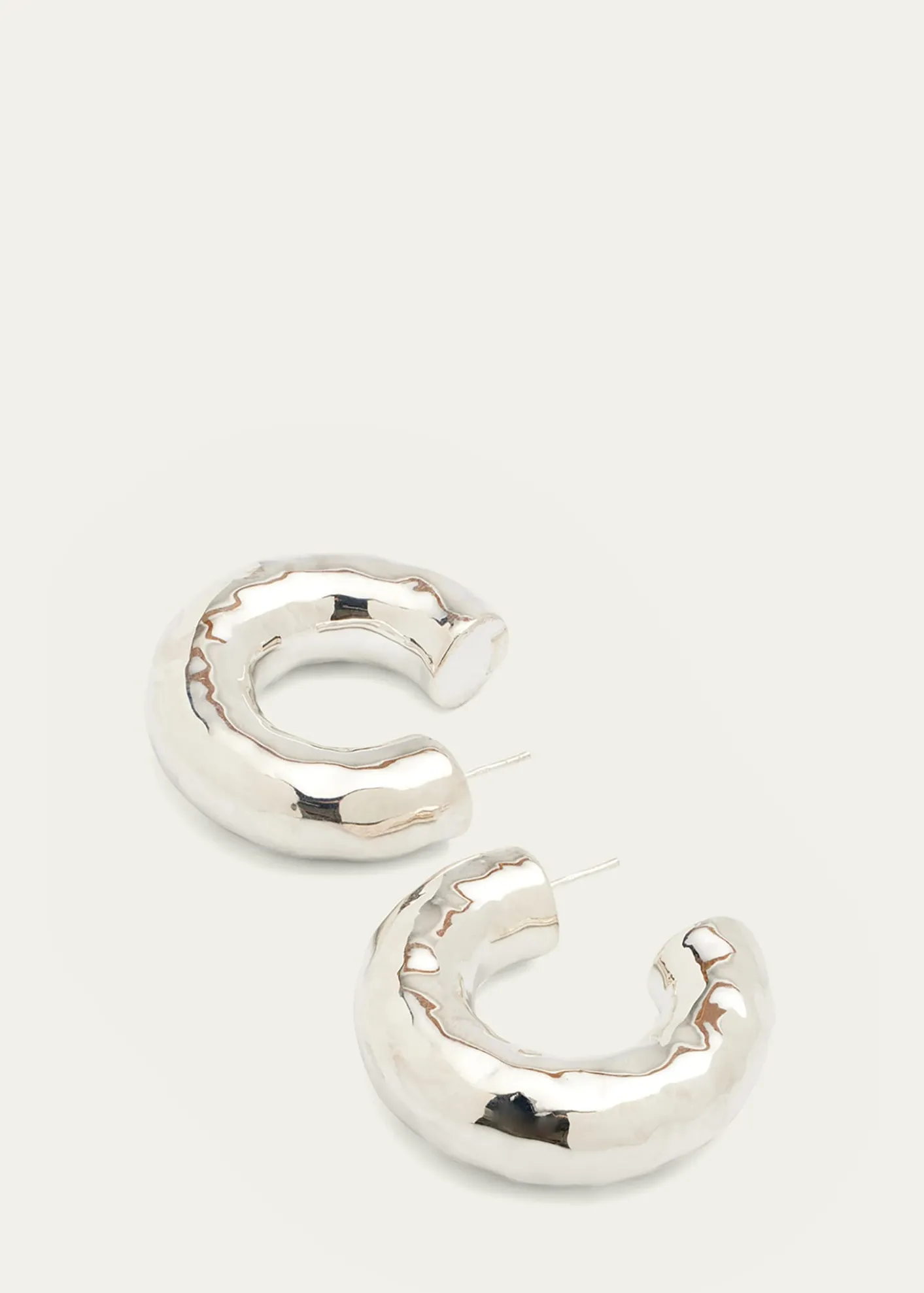 IppolitaHammered Medium Hoop Earrings in Sterling Silver