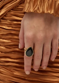 Ippolita18K Polished Rock Candy Medium Teardrop Ring in Onyx; Size 7