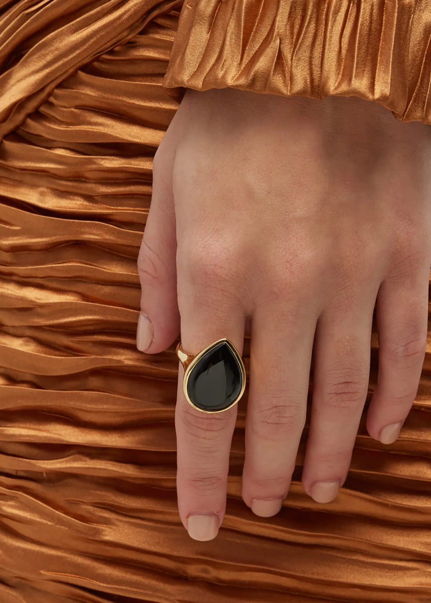 Ippolita18K Polished Rock Candy Medium Teardrop Ring in Onyx; Size 7