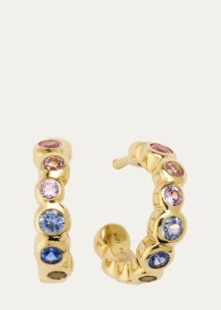 Ippolita18K Starlet Tiny Hoop Earrings with Rainbow Sapphires