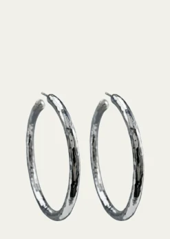IppolitaLarge Hammered Hoop Earrings in Sterling Silver