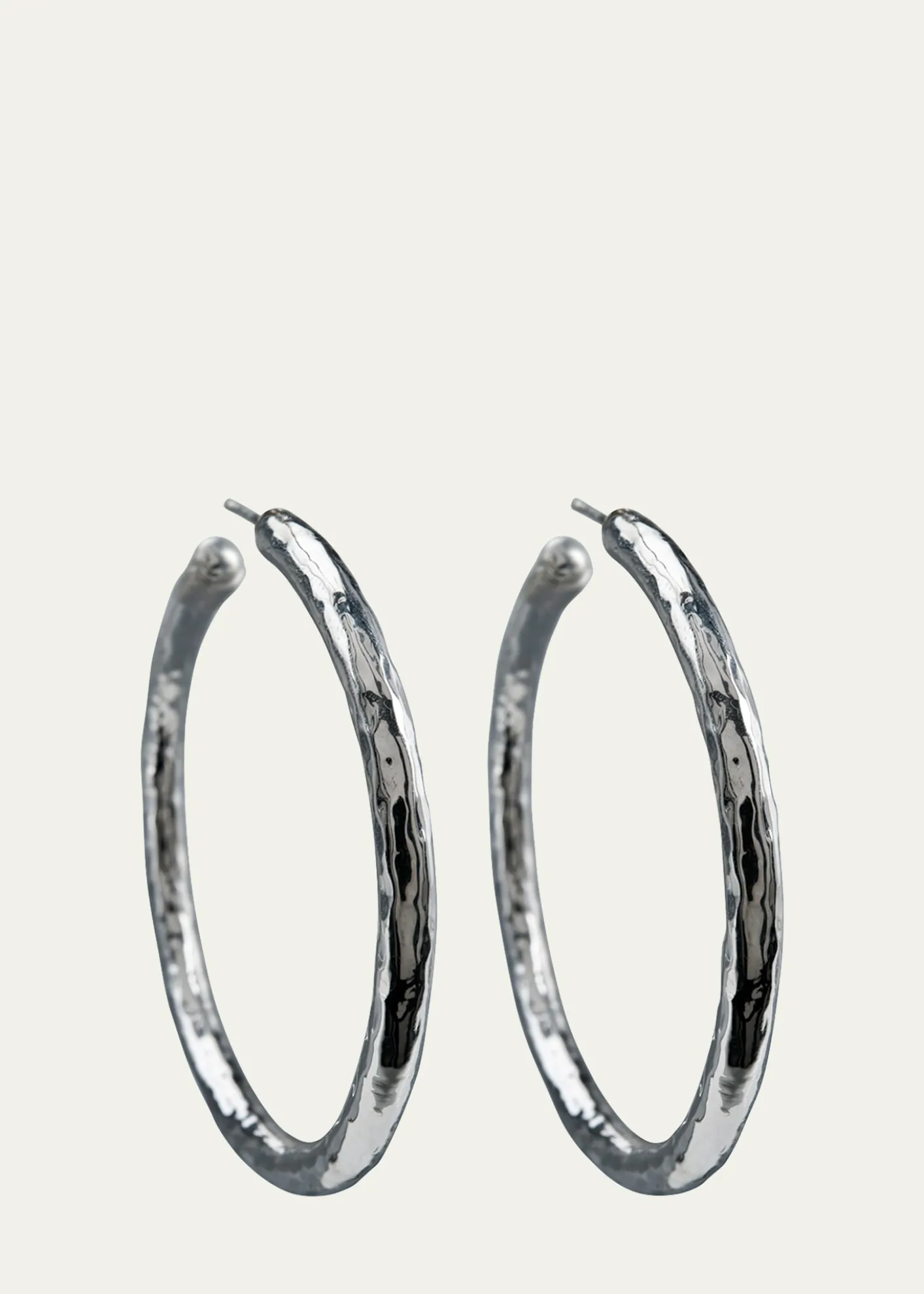 IppolitaLarge Hammered Hoop Earrings in Sterling Silver