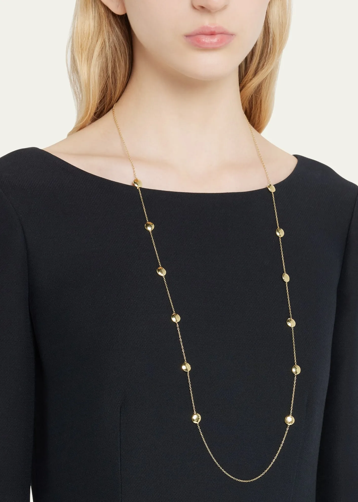 IppolitaLong Hammered Pinball Layering Necklace in 18K Gold