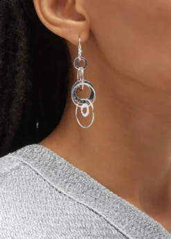 IppolitaMedium Hammered Jet Set Drop Earrings in Sterling Silver