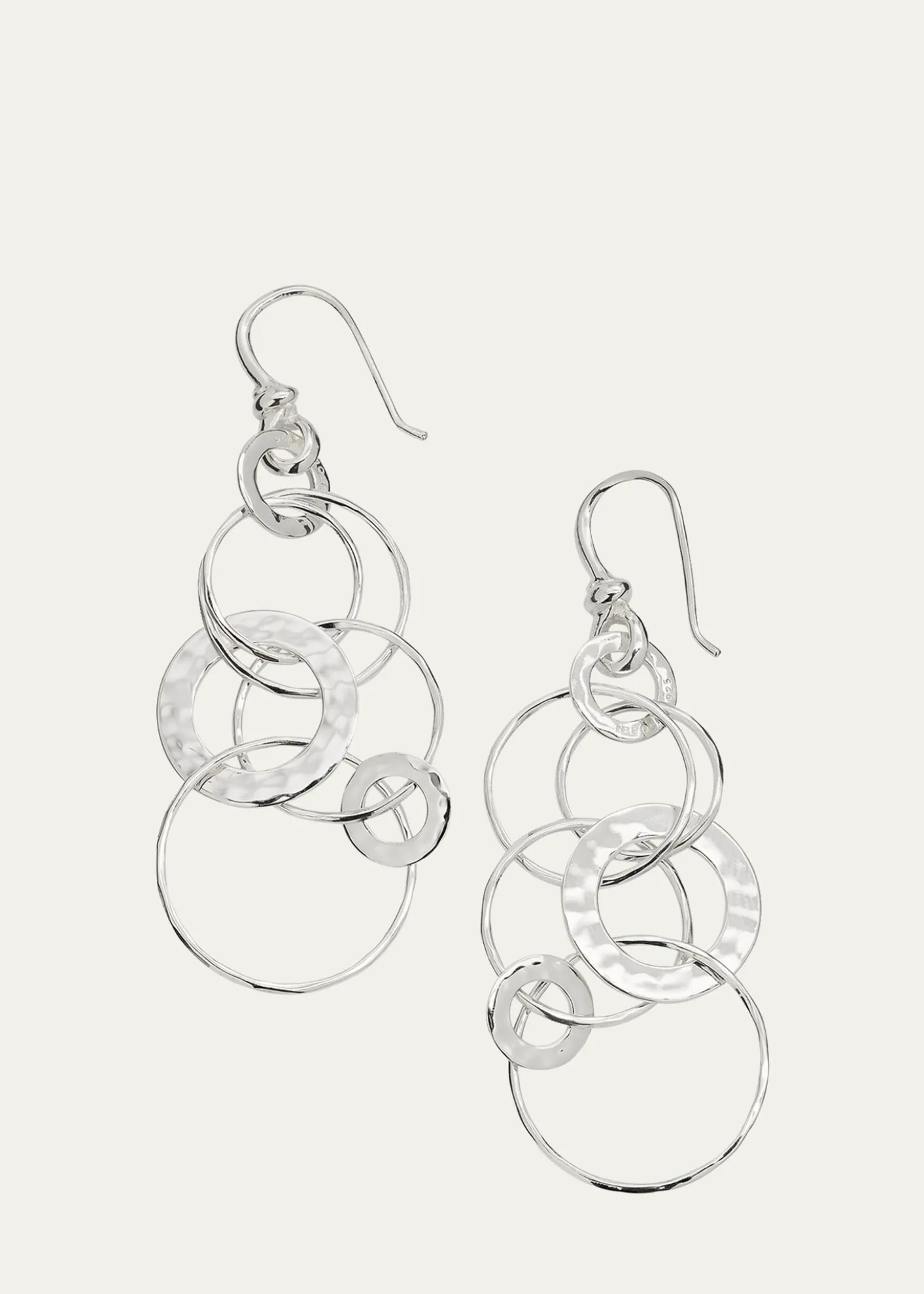 IppolitaMedium Hammered Jet Set Drop Earrings in Sterling Silver