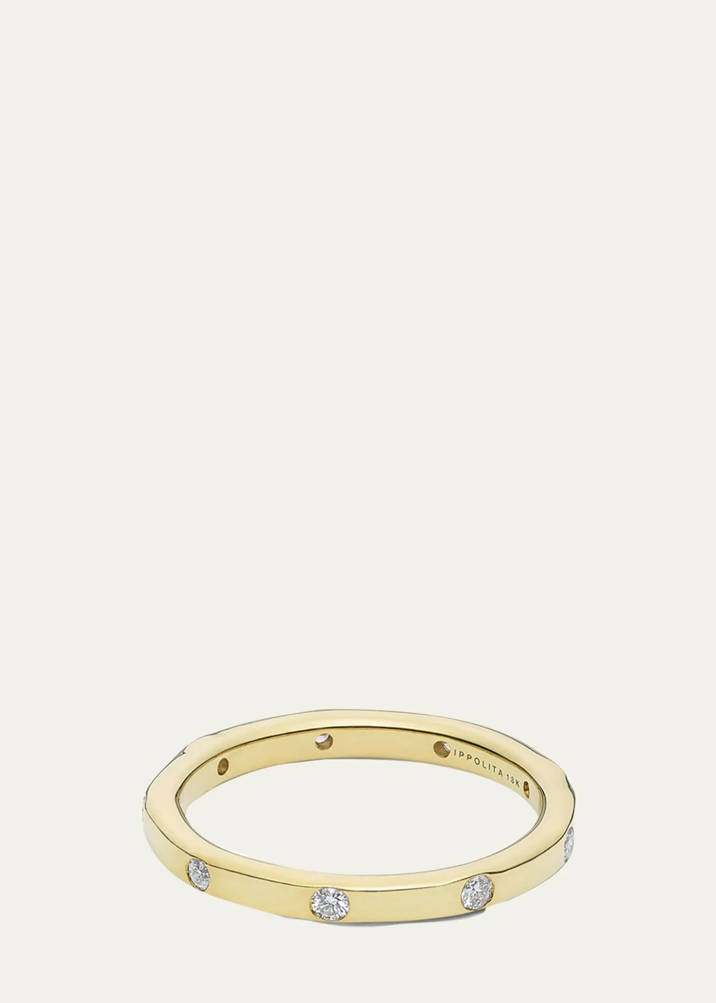IppolitaThin Band Ring in 18K Gold with Diamonds