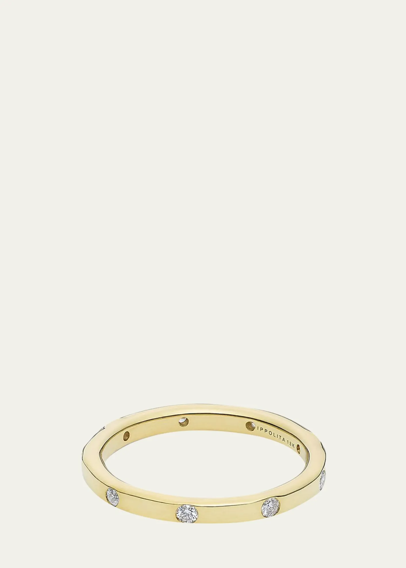 IppolitaThin Band Ring in 18K Gold with Diamonds