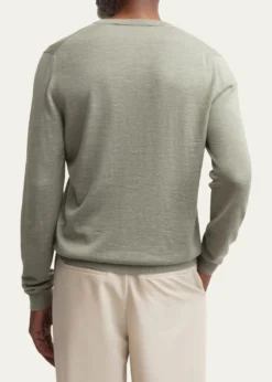 Iris Von ArnimMen's Wool, Silk and Linen Knit V-Neck Sweater