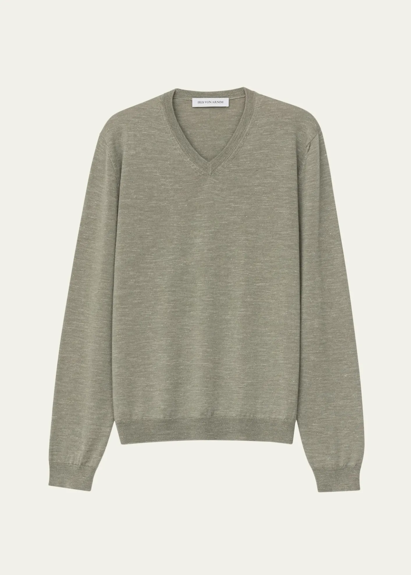 Iris Von ArnimMen's Wool, Silk and Linen Knit V-Neck Sweater