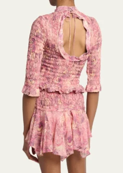 Isabel MarantCarola Smocked Silk Charmeuse Crop Top