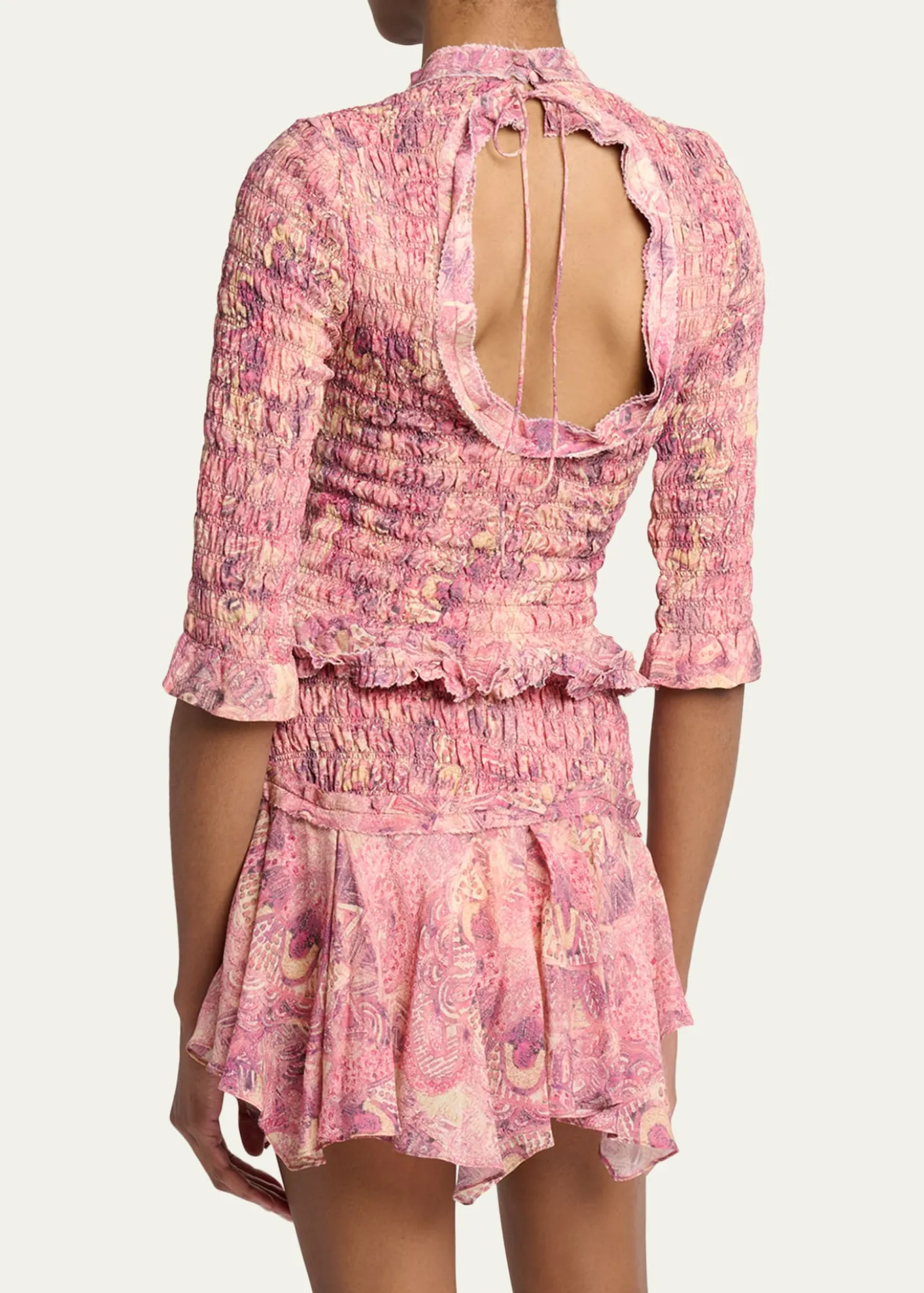 Isabel MarantCarola Smocked Silk Charmeuse Crop Top