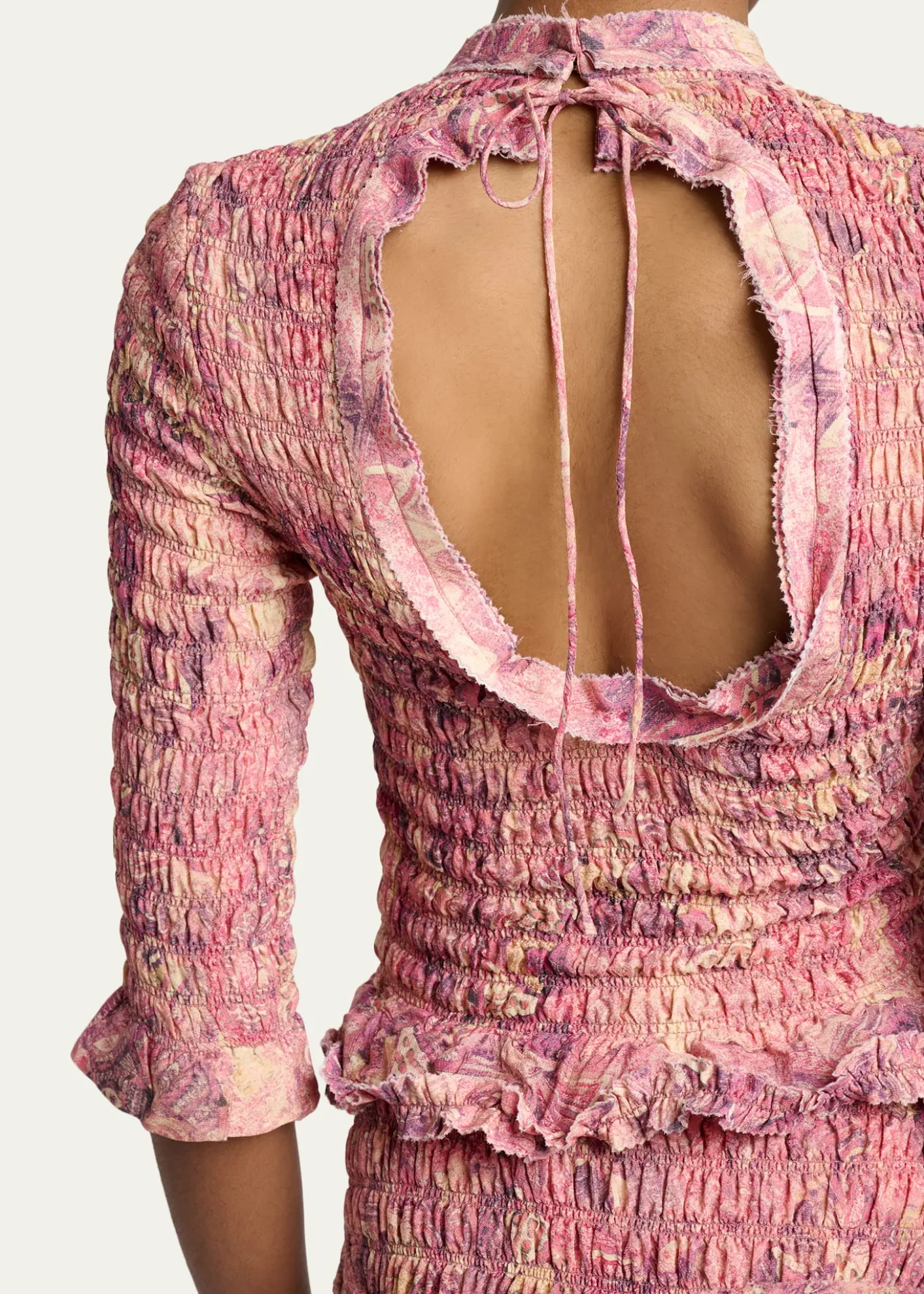Isabel MarantCarola Smocked Silk Charmeuse Crop Top