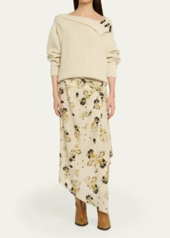 Isabel MarantFaniry Floral Asymmetric Silk Skirt