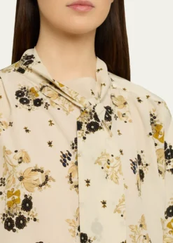 Isabel MarantFedry Floral-Print Silk Neck-Scarf Blouse
