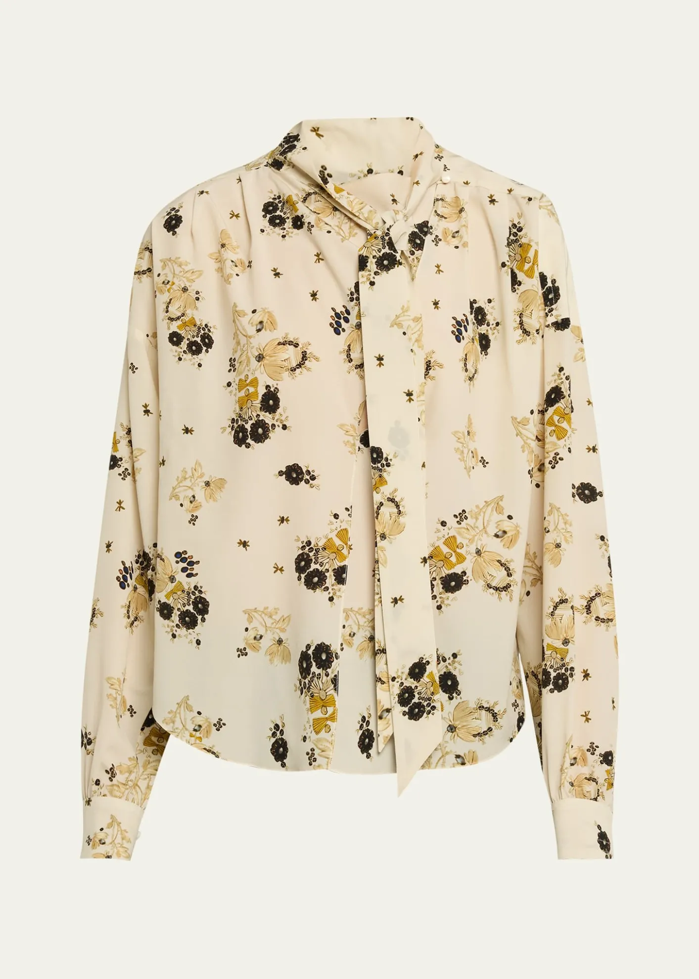 Isabel MarantFedry Floral-Print Silk Neck-Scarf Blouse