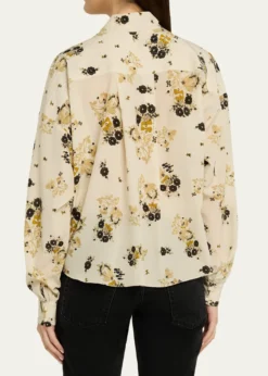 Isabel MarantFedry Floral-Print Silk Neck-Scarf Blouse