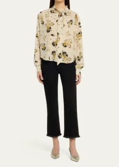 Isabel MarantFedry Floral-Print Silk Neck-Scarf Blouse