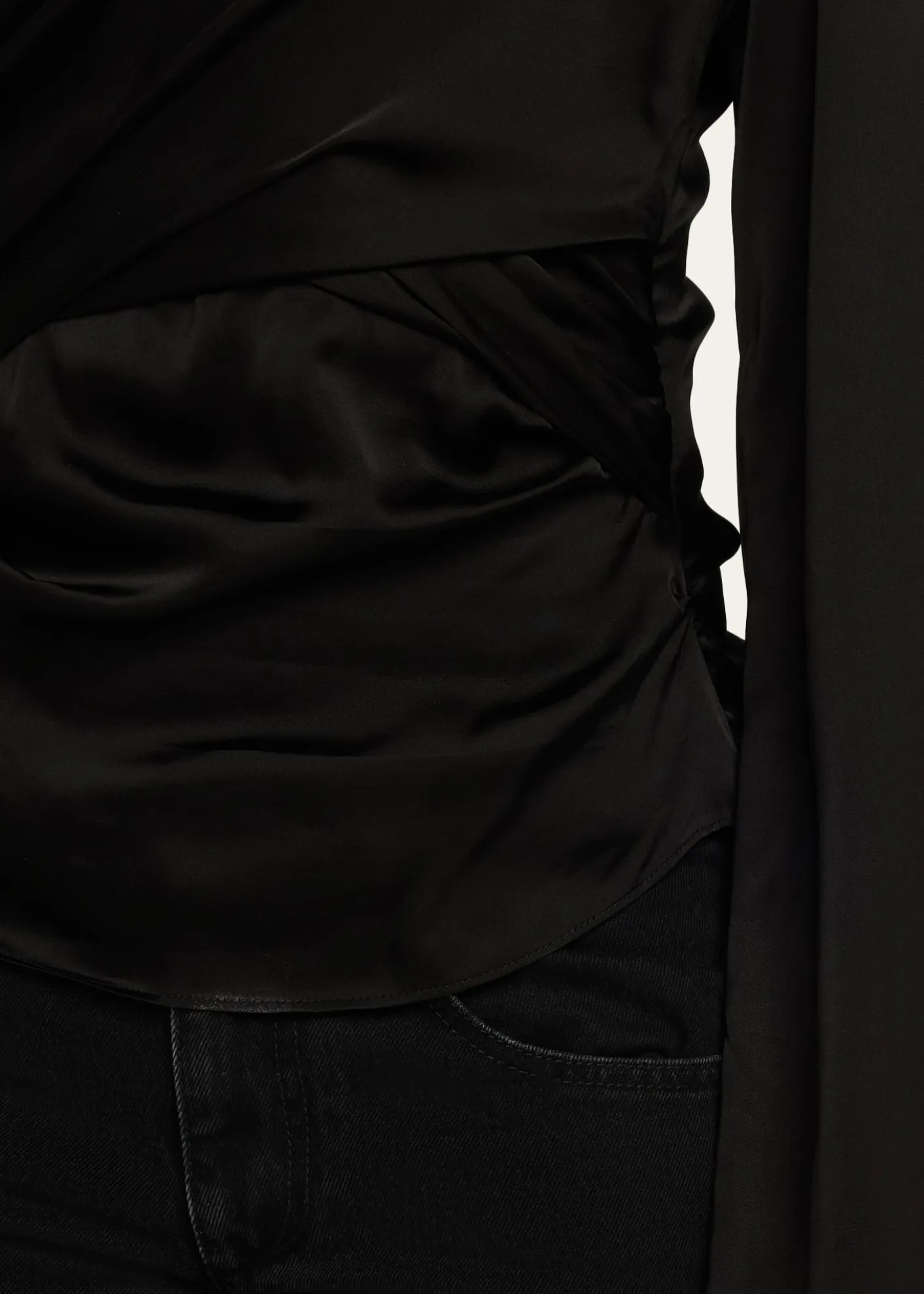 Isabel MarantNeame Draped Satin Flare-Sleeve Top