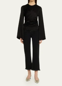 Isabel MarantNeame Draped Satin Flare-Sleeve Top