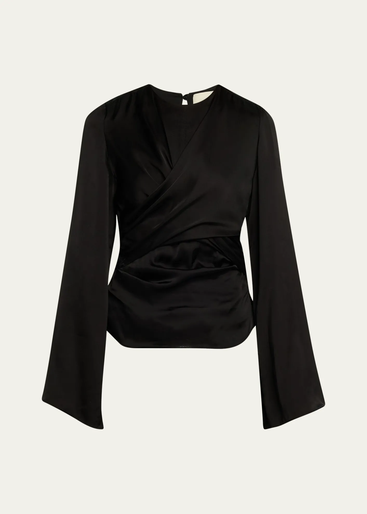 Isabel MarantNeame Draped Satin Flare-Sleeve Top