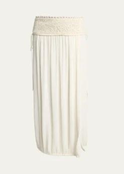 Isabel MarantNilma Guipure Lace Crinkle Silk Midi Balloon Skirt