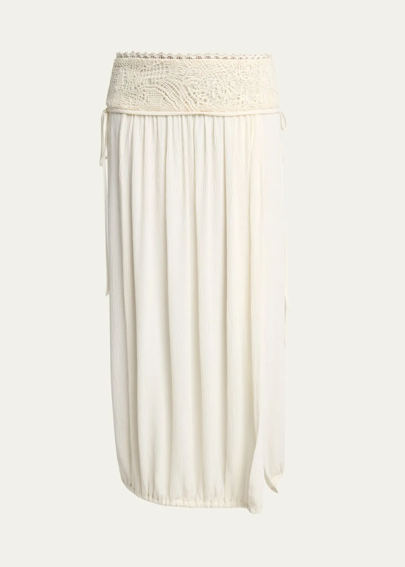 Isabel MarantNilma Guipure Lace Crinkle Silk Midi Balloon Skirt