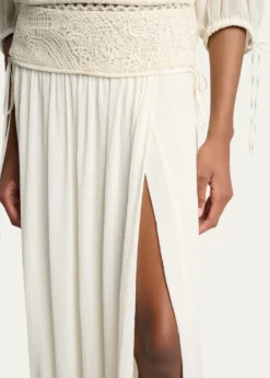Isabel MarantNilma Guipure Lace Crinkle Silk Midi Balloon Skirt