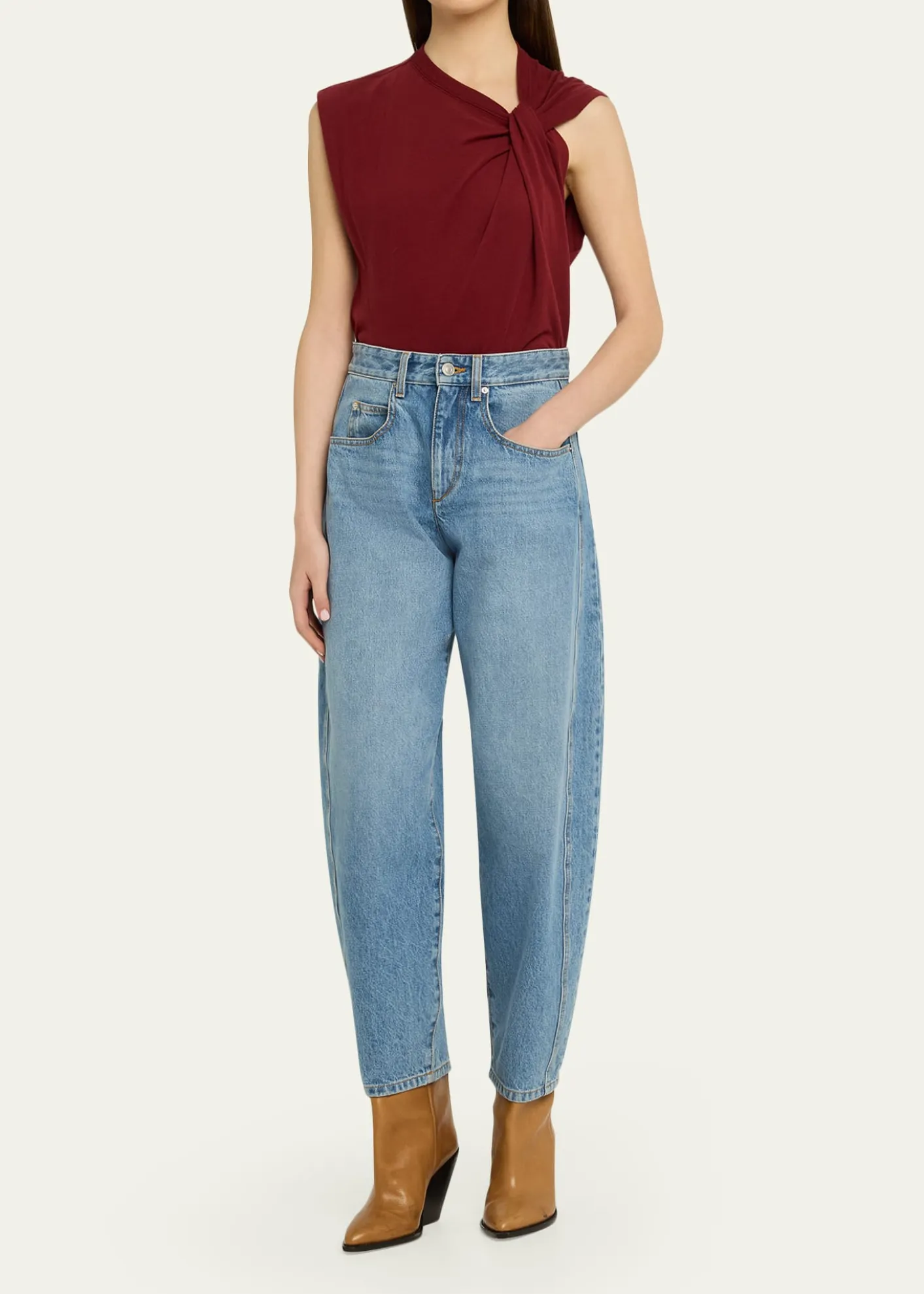 Isabel MarantOriane Barrel-Leg Ankle Jeans