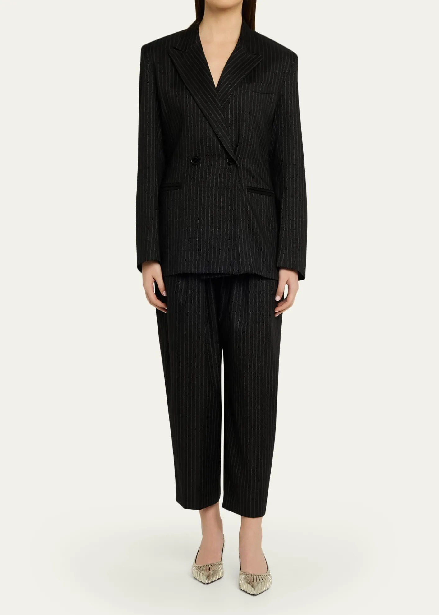 Isabel MarantRanya Pinstripe Double-Breasted Jacket