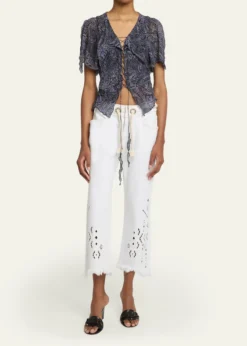 Isabel MarantThanais Lace-Up Silk Top