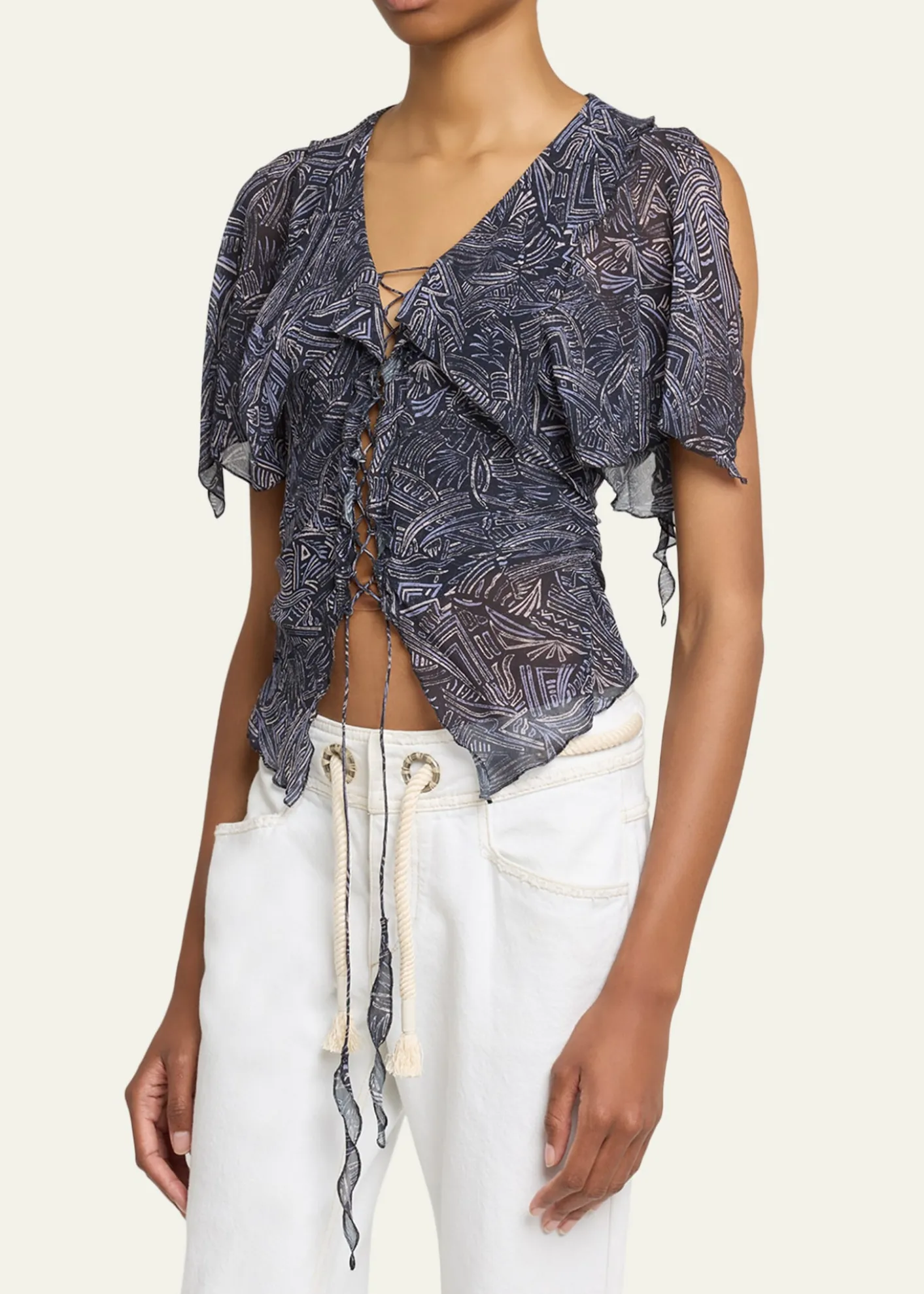 Isabel MarantThanais Lace-Up Silk Top