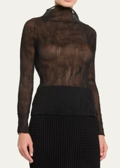 Issey MiyakeChiffon Twist Bk Wt 46 High-Neck Top