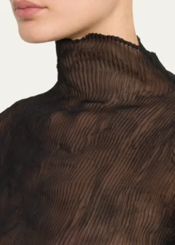 Issey MiyakeChiffon Twist Bk Wt 46 High-Neck Top