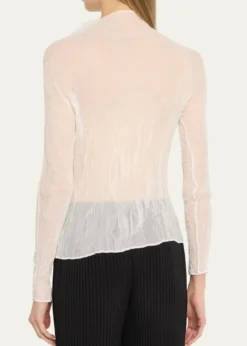 Issey MiyakeChiffon Twist Crinkled Turtleneck Top