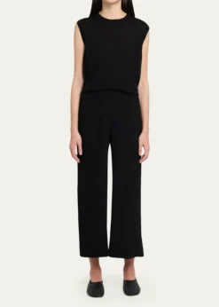 Issey MiyakeHatching Plisse Straight-Leg Crop Pants