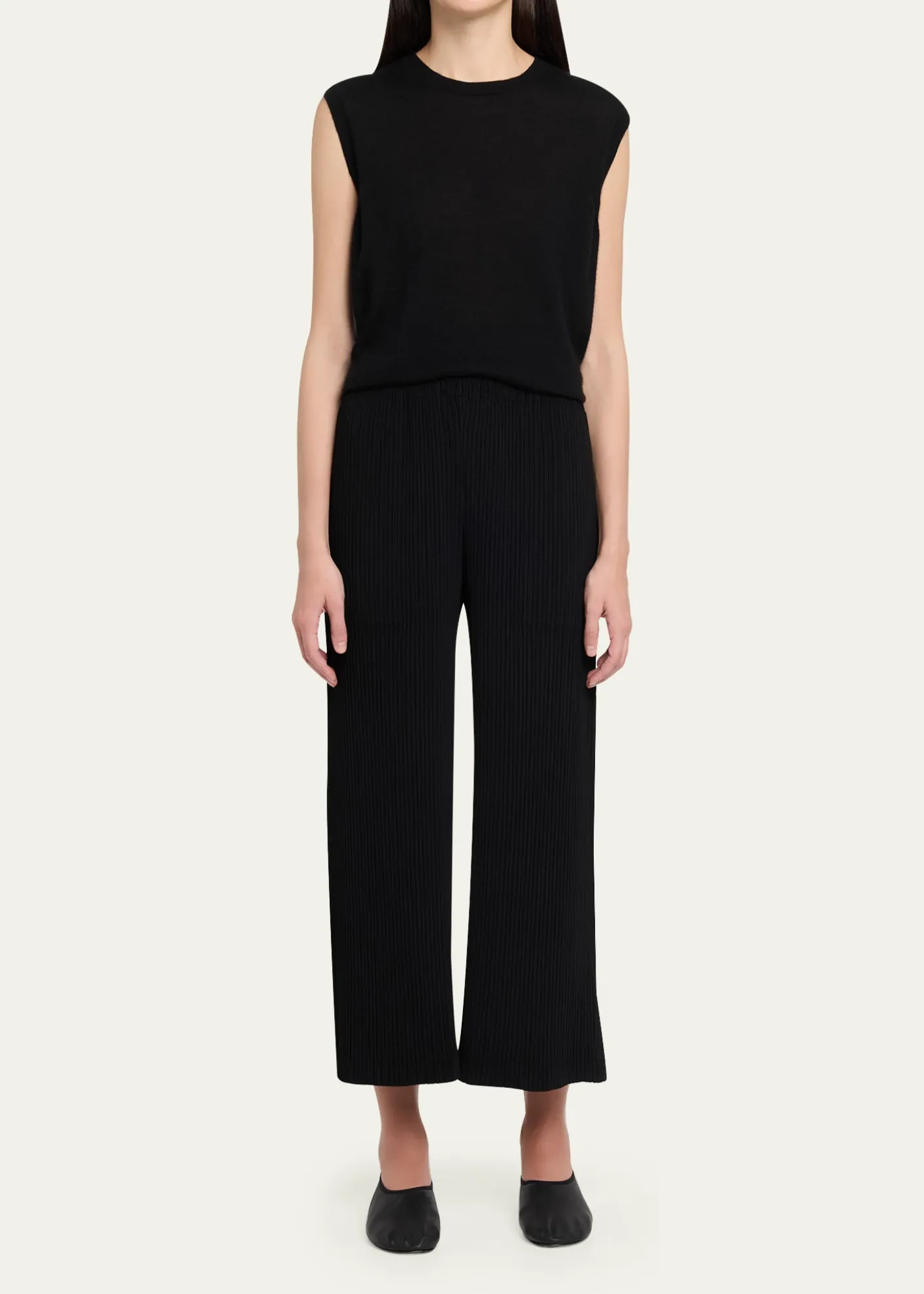 Issey MiyakeHatching Plisse Straight-Leg Crop Pants