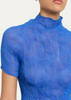 Issey MiyakeTwisted Chiffon Plisse Mock-Neck Top