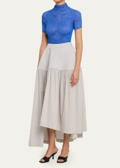 Issey MiyakeTwisted Chiffon Plisse Mock-Neck Top