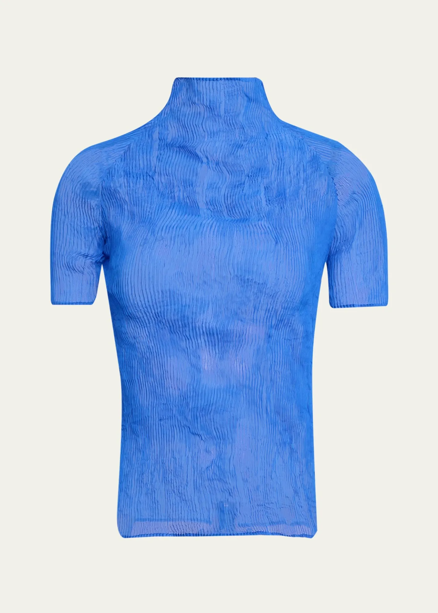 Issey MiyakeTwisted Chiffon Plisse Mock-Neck Top