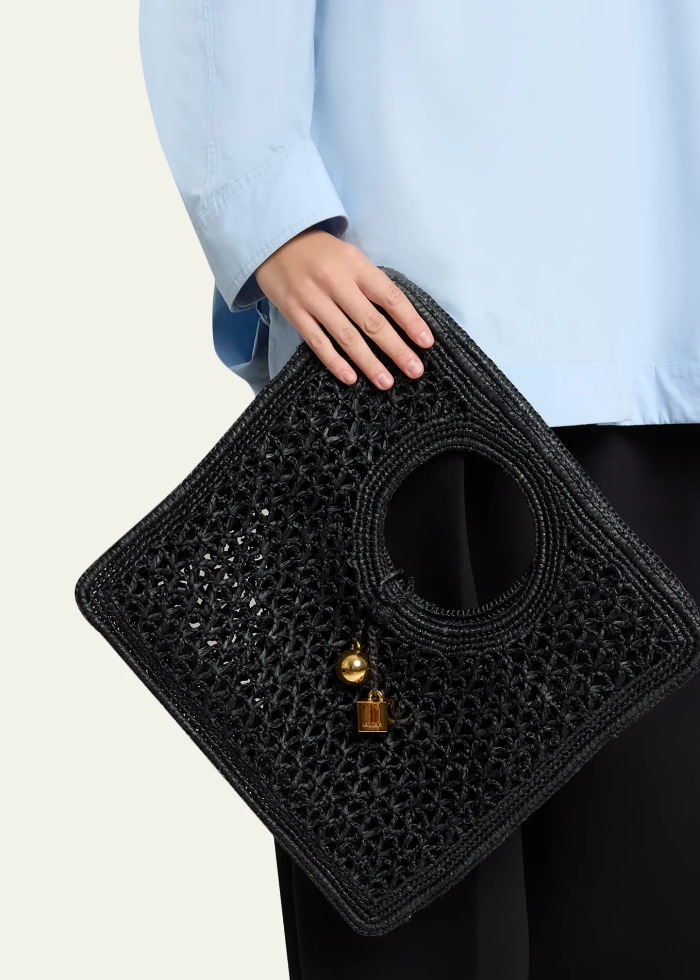 JacquemusLe Petit Carre Raffia Top-Handle Bag