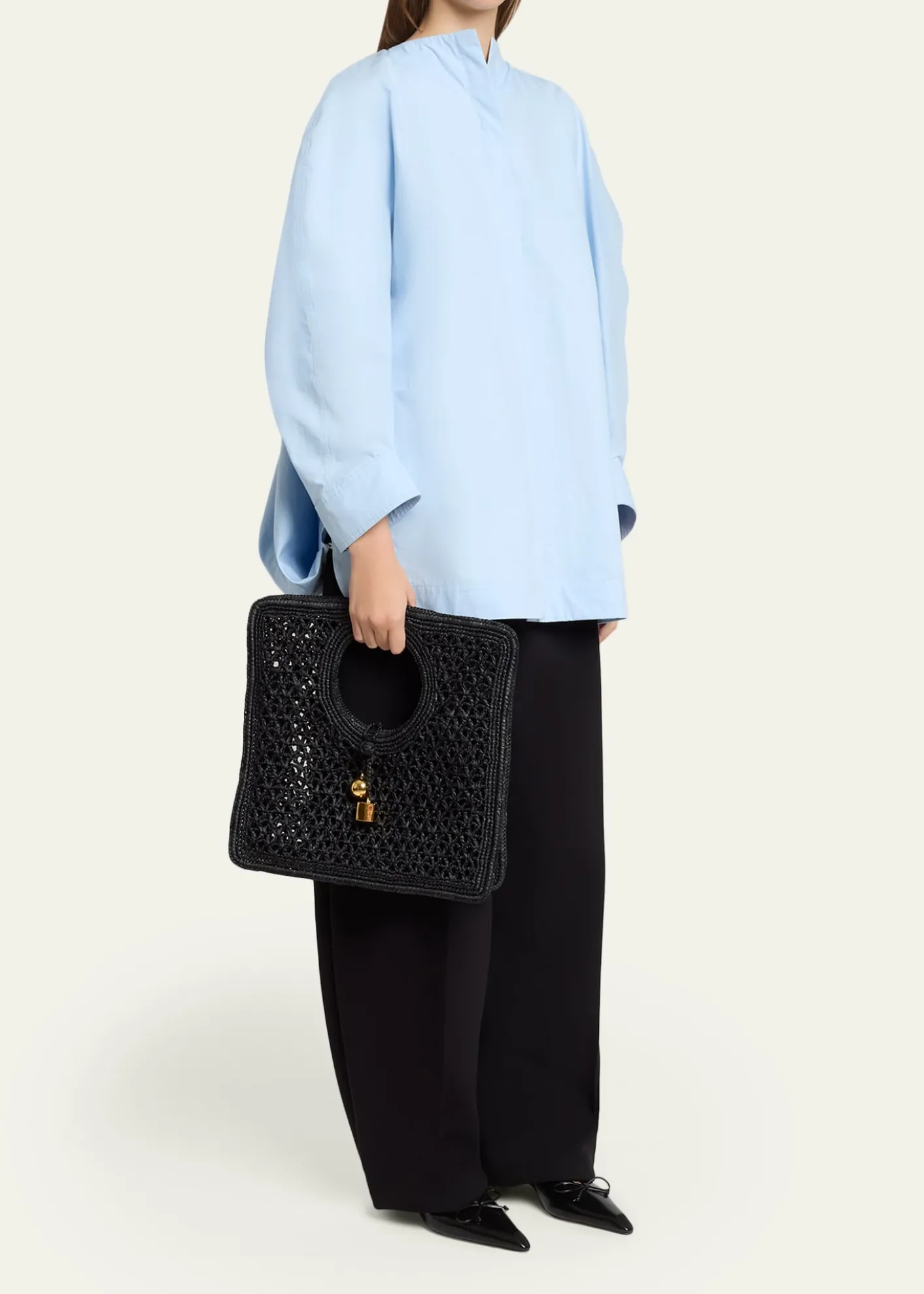 JacquemusLe Petit Carre Raffia Top-Handle Bag