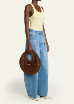 JacquemusLe Petite Crochet Raffia Top-Handle Bag