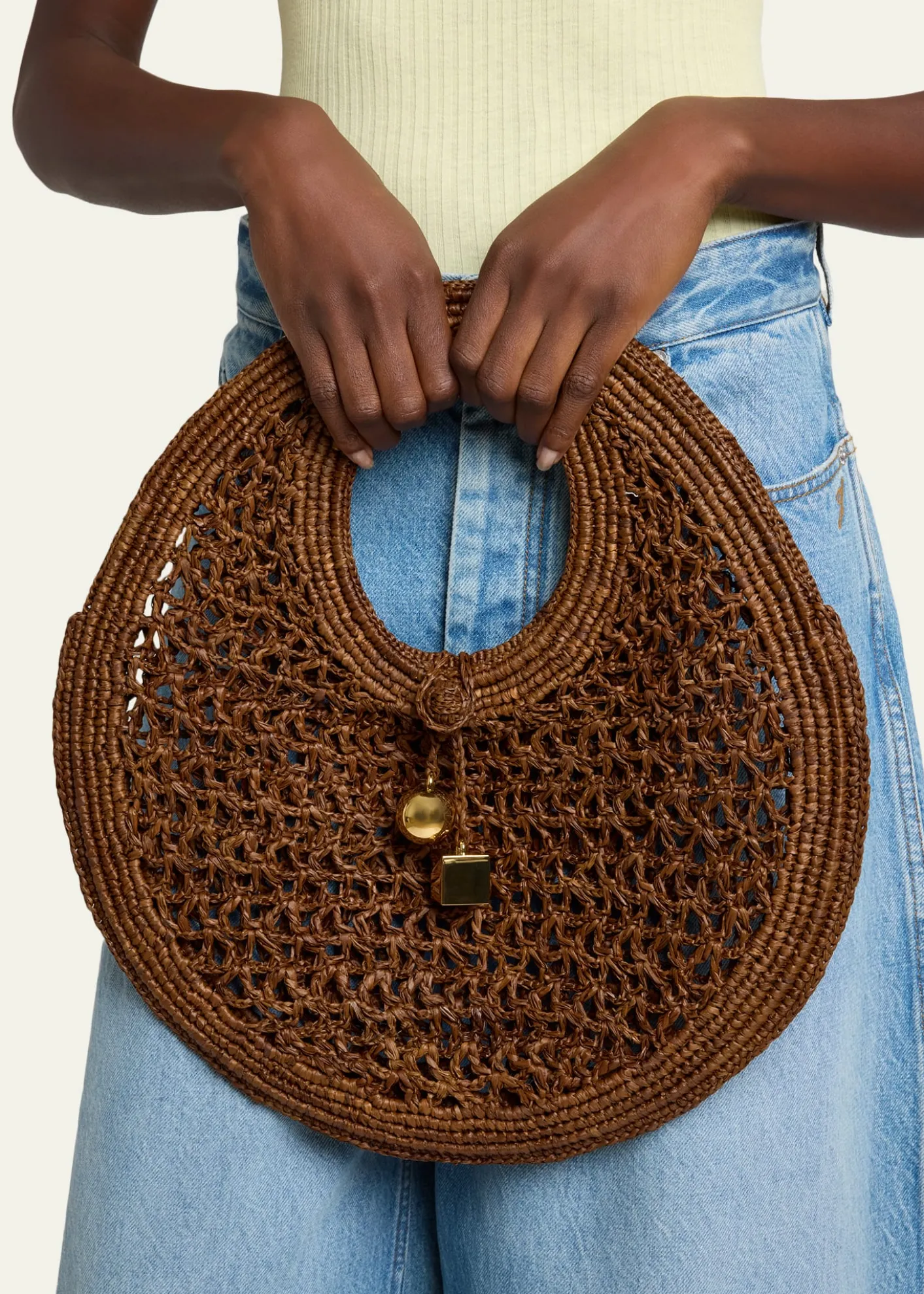 JacquemusLe Petite Crochet Raffia Top-Handle Bag