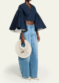 JacquemusLe Petite Crochet Raffia Lace Top-Handle Bag