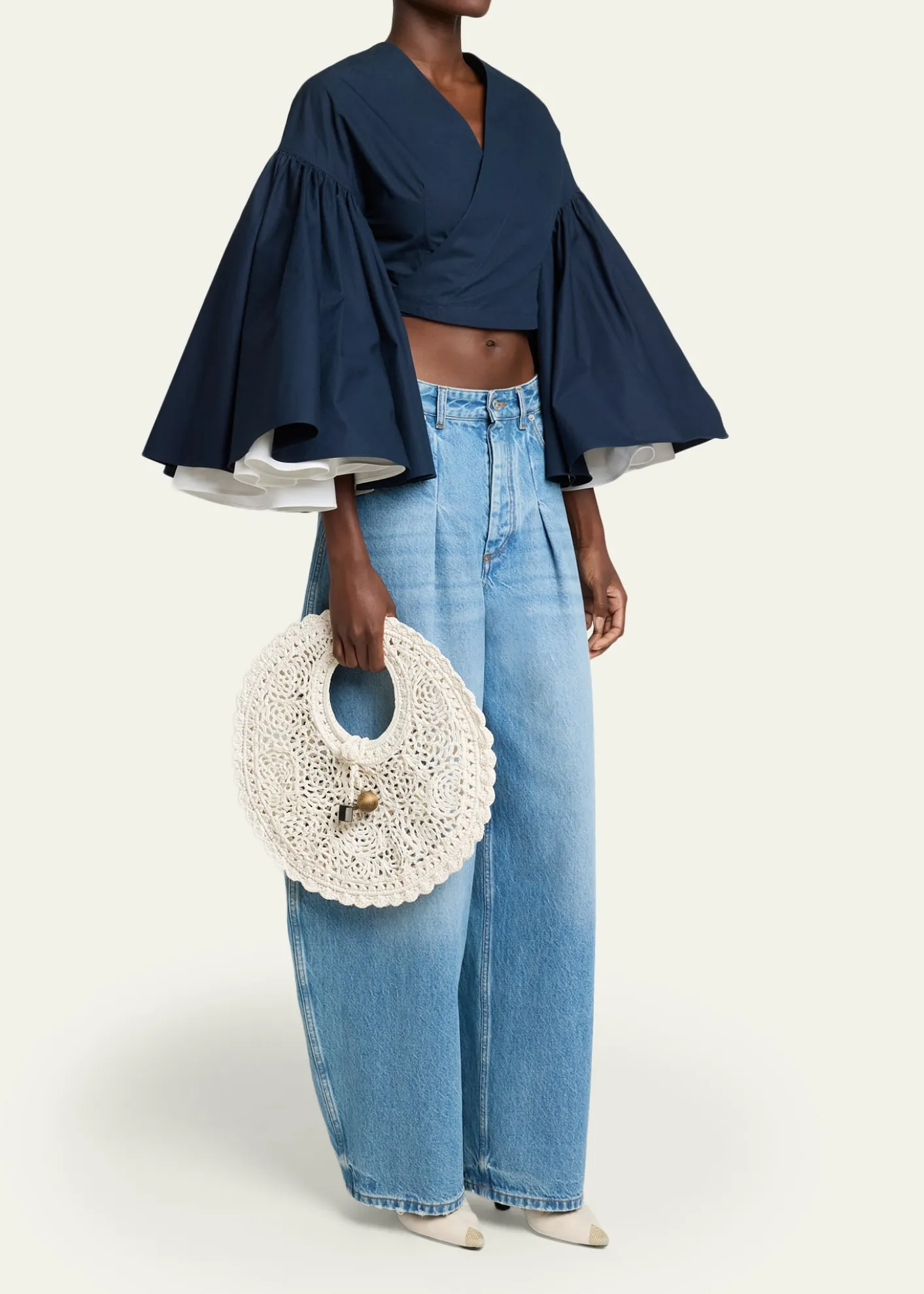 JacquemusLe Petite Crochet Raffia Lace Top-Handle Bag