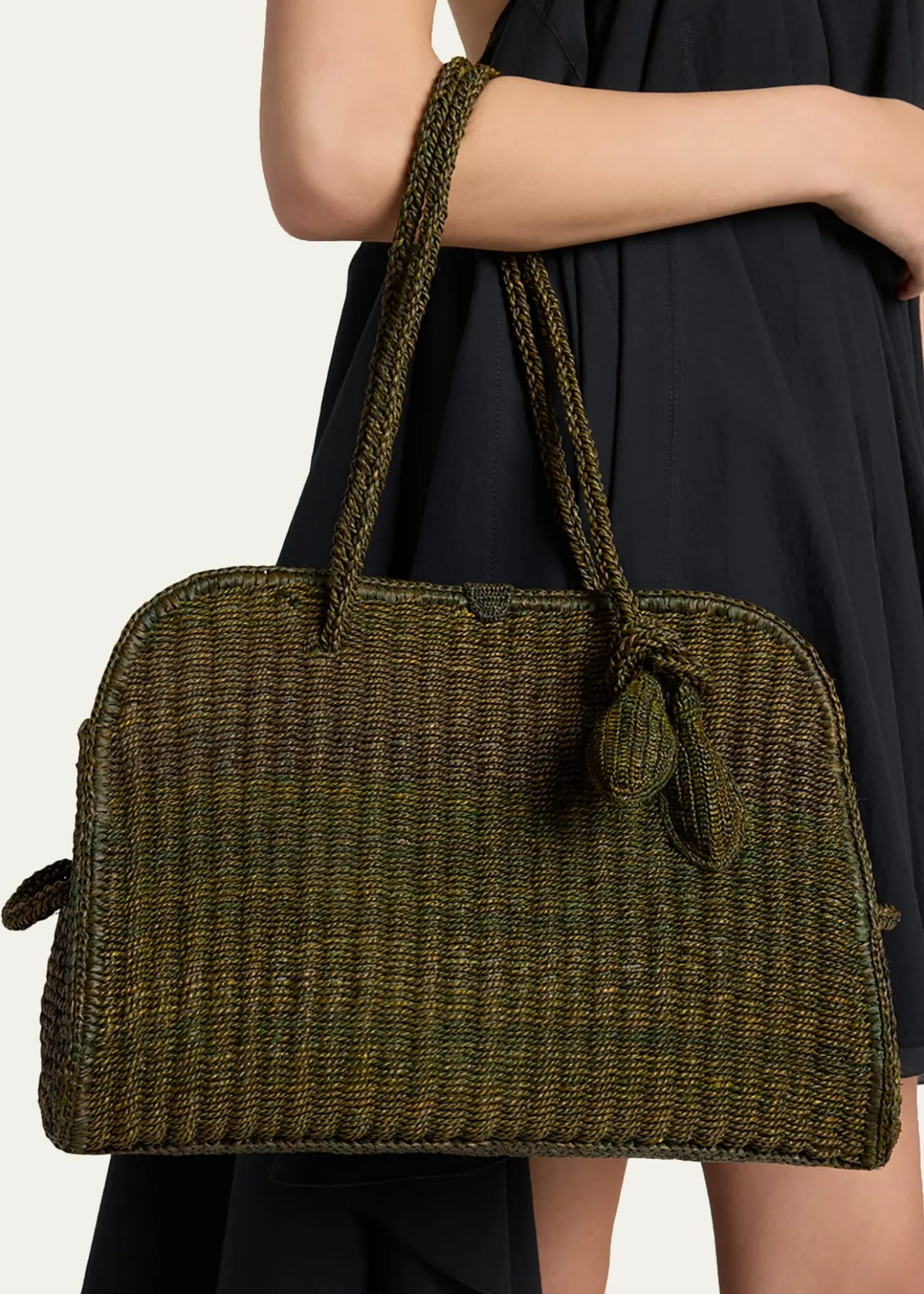 JacquemusLe Turismo Raffia Top-Handle Bowler Bag