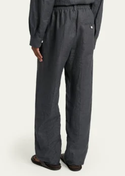 JacquemusMen's Linen Hairline Stripe Pleated Trousers