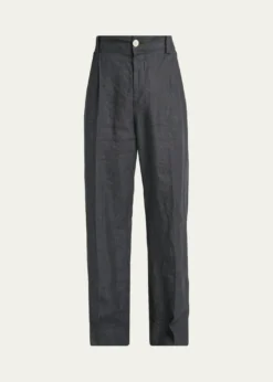 JacquemusMen's Linen Hairline Stripe Pleated Trousers